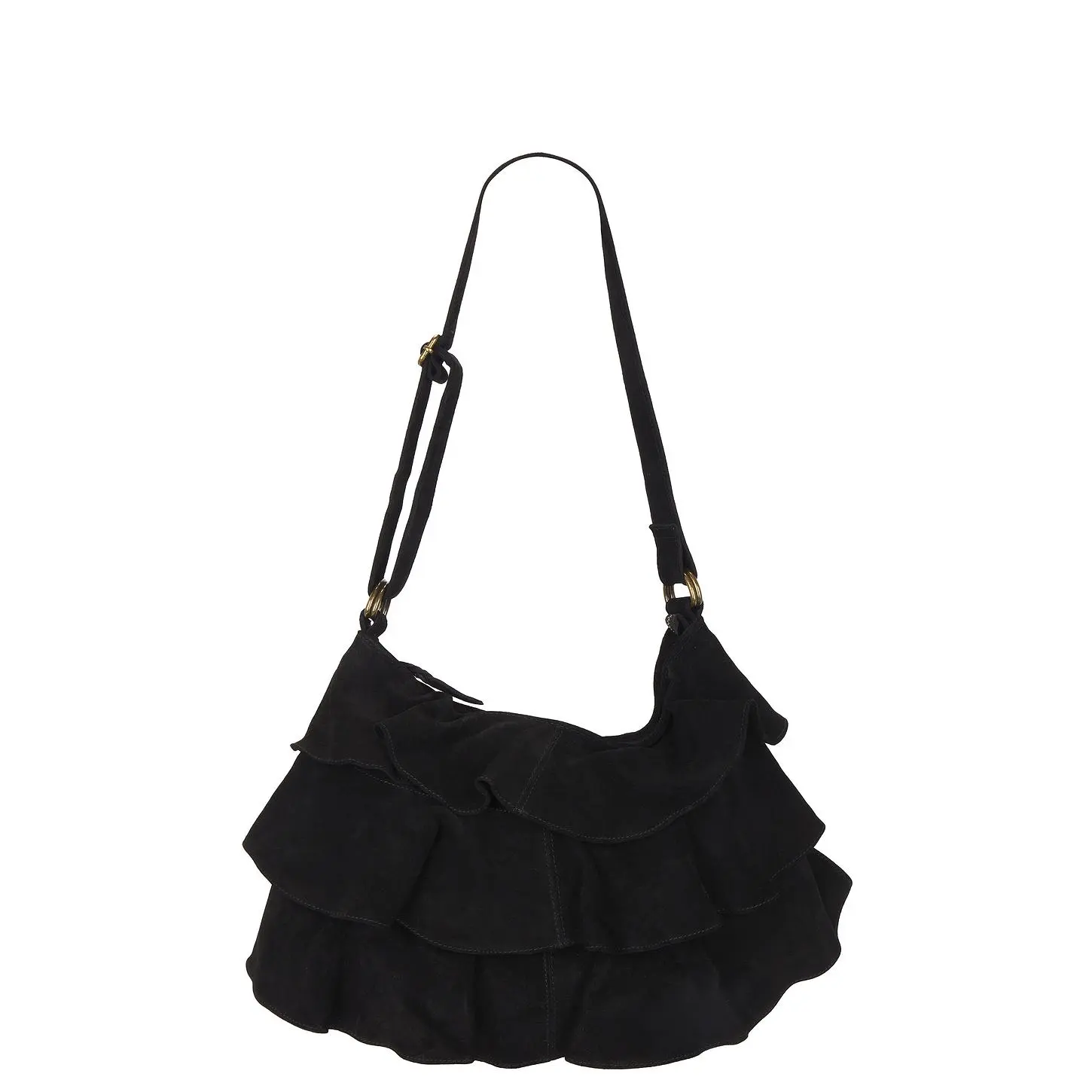 新品未使用 ORIGINALS RUFFLE BAG LARGE Free People Rae Ruffle Shoulder Bag in Black - TikTok Shop