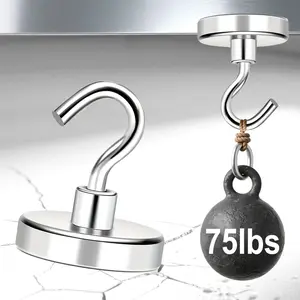 Large Magnetic Hooks, 6pcs Strong Magnet Hooks, Magnetic Clips, Refrigerator Hangers, Hanger Connector Hooks, Beach Kitchen Grill Home Use, Silver Color