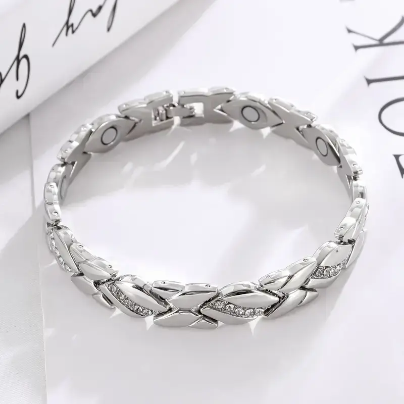 Women's leaf bracelet, pure copper magnetic bracelet with diamonds, 3500 gauss effective magnet, outdoor fun SpringStatements
