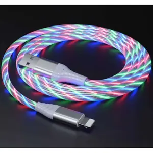 FigurineHong 2.4A RGB LED Light USB Cable for iPhone IOS 3FT - Durable Connects to Cellphones, Computers, and Tablets with Pink Charging Sync Electronic Charger Smartphone