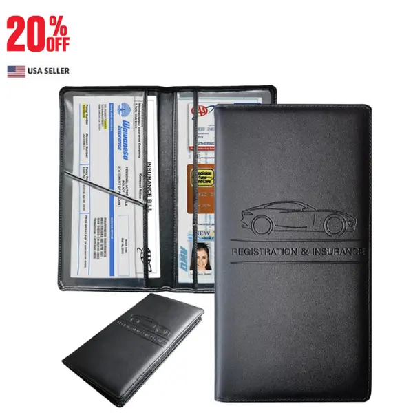 Car Registration & Insurance Card Holder – Black Glove Box Document Organizer Organized Compact