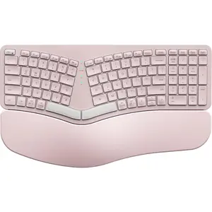 Keyboard, Split Keyboard with Cushioned Wrist Rest,  and USB Connectivity, USB-C Rechargeable, Compatible with Windows  (Grey )