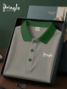 Men's High-End Polo Shirt Pringle Graphic Print, Regular Fit Casual Summer Short Sleeve Tee, Perfect Birthday Gift for Outdoor Wear