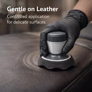 Press-Type Multi-Purpose Car Wax Applicator with  Reservoir – Professional Foam Sponge for Auto Furniture and Leather Care (Blue/Orange/Black)