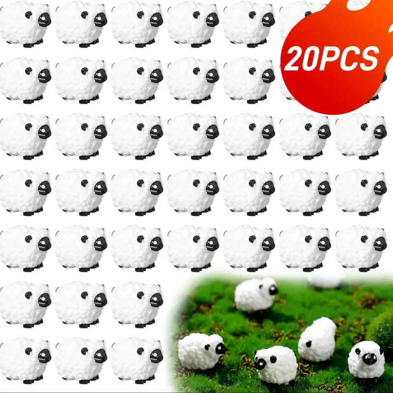 Mini Sheep Resin Decorative Statues, 10/20 Pieces, Fairy Outdoor Moss Decor, Micro Landscape Garden, DIY Indoor Outdoor Decoration Accessories, Garden Sculptures Statue Figurines