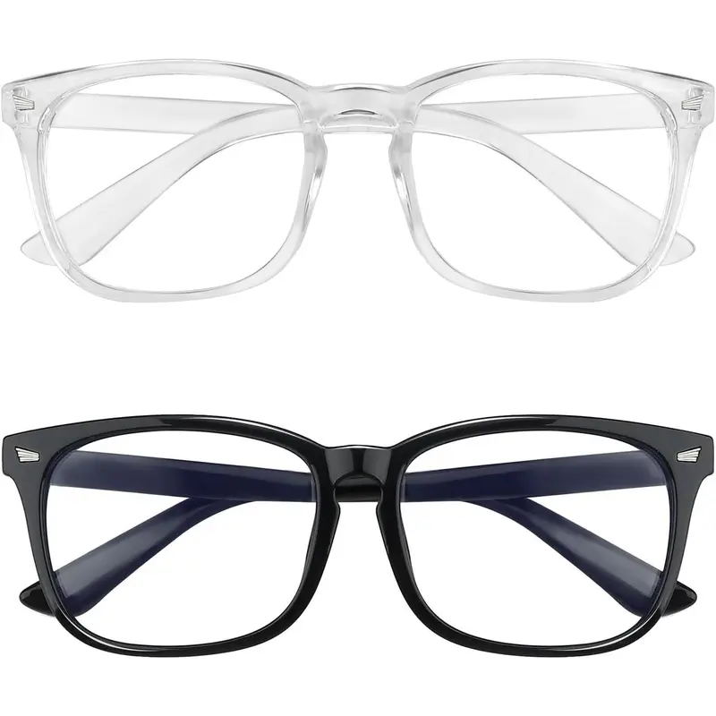 2-Pack Geometric Shape Blue Light Glasses - Bluelight Eyestrain Relief for Digital Work (For Men & Women)