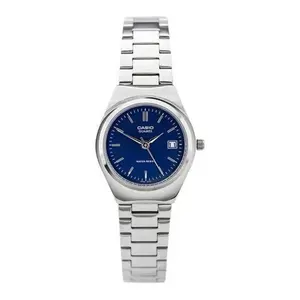 Casio Women’s Silver Stainless Steel Analog Watch with Blue Dial - LTP-1170A-2A