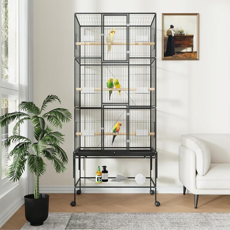 Large Metal Flight Aviary on Wheels - 175cm Standing Bird Cage for ...