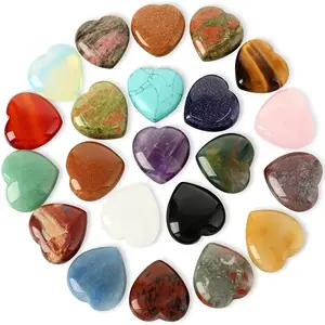 12 Piece Heart-Shaped Stones Bulk Mother's Day Gift Gemstones, Small Charm Jewelry for Women, Love Carved Rocks, Crystal Carvings