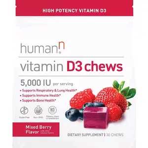 High Potency Vitamin D3 Chews - Mixed Berry Flavor, 30-Count - Dietary, Edible Supplement Fitness Healthcare Calcium