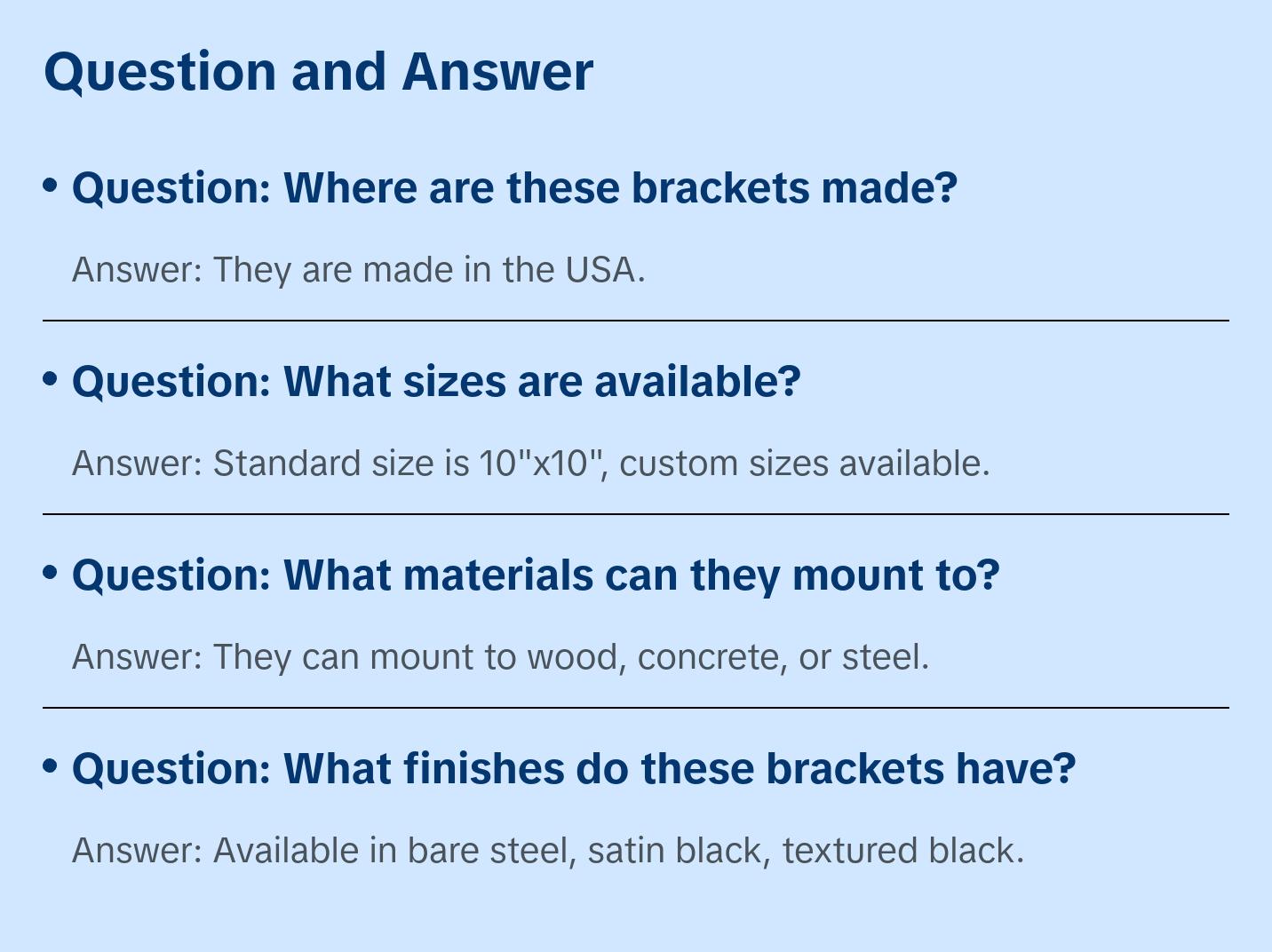 Iron Support Bracket for Counters, Shelves or Mantles