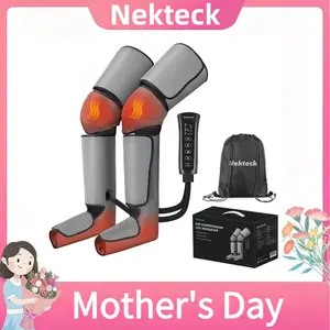 Nekteck Leg Massager for Circulation and Pain Relief Air Compression Foot Calf Thigh Massager with 2 Heat and 3 Vibration 6 Modes 3 Intensities