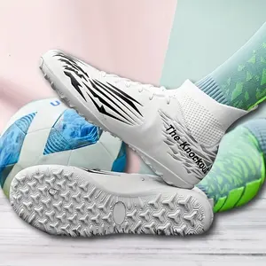 LISM Men's Soccer Cleats - White & Black Accent Football Shoes, PU Upper & Outsole, Lace-Up Closure, Non-Slip Grip for Training, Matches, Casual - Sneakers for Men & Women, Sports Footwear, Dynamic Design, Secure Fit, Versatile Footwear, Sports Enthusiast