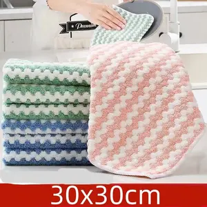 30x30cm kitchen dishwashing cloth superfine fiber water absorbent cleaning cloth for lazy people