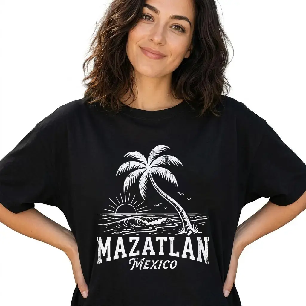 Mazatlan Mexico Palm Tree Beach Design T-Shirt Casual Cardigan
