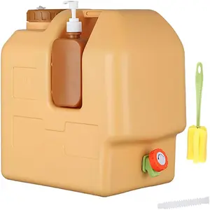 5.3 Gallon（20L）Water Container with Spigot Portable Water Jug with Hand Sanitizer Bottle No Leakage Camping Bucket BPA Free