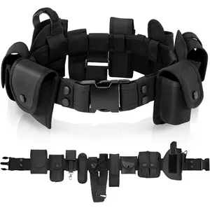 Police Security Modular Equipment System - Molded Duty Belt Set with Colt 1911, Flashlight, Baton Holsters