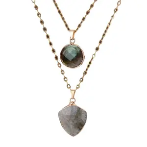 Moonstone Pendant Double Chain Necklace Valentine's Day