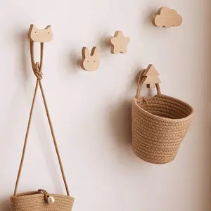 Wooden Cartoon Wall Hook, No Drilling Required, Kitchen Hooks, Key Hooks, Hat Hooks, Towel Hooks, Space Saving Storage, Home Decor