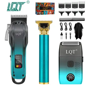 LQT 3 in 1 Professional Hair Clippers Set for Men, Cordless Barber Grooming Kit with Hair Clipper,  T-Blade Detail Trimmer & Foil Electric Shaver, LED Digital Display Complete Hair Cutting Tools with All Guide Combs, DIY Home Haircuts & Barbershop Use