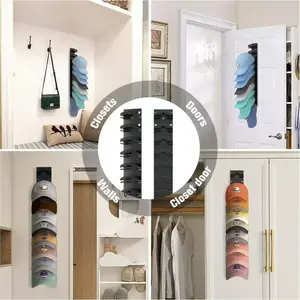 Upgraded Oversized Baseball Cap Organizer with Dual Unit Modular Design & Magnetic Interlocking Technology for Closet Doors & Walls Holds 24 Caps