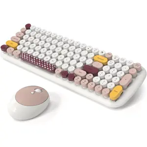 Keyboard and  Combo,  - Modern Compact Layout, Colorful Compact Candy  and Retro Round Keyboard Set with Cover, for PC/Laptop/Windows/ -  Colorful