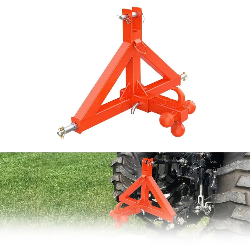 GARVEE 3 Point Hitch Receiver for Category 1 Tractor, 2 in Receiver, 3 Ball & Hook, Heavy Duty Trailer Hitch Compatible with Kubota, BX, LM25h, WLM Tractor