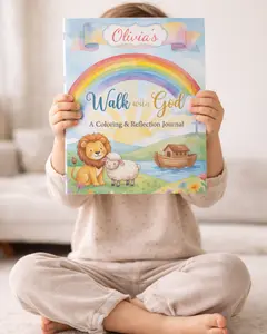 Personalized Christian Coloring Book for Kids | Custom Name Bible Story Coloring Journal | 8x11 26 Pages Faith Reflection Gift