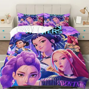 3PCS Duvet Cover Set, 1 Duvet+2 Pillowcases(Without filler), Fantasy Anime Character Night City Theme, Holiday Bedding Set, Multicolor Print Suitable for decoration Bedroom, Guestroom, Dorm, Apartment
