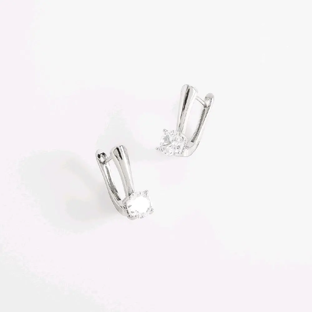 Platinum plated earrings with crystal tone minimalist design