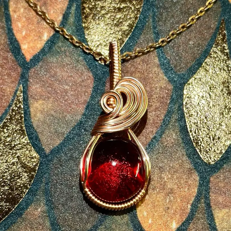 Phoenix Rising Copper and Glass Necklace