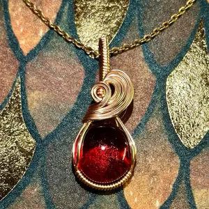 Phoenix Rising Copper and Glass Necklace