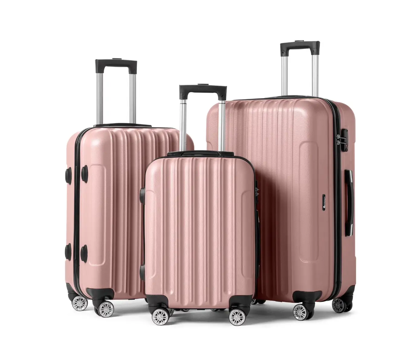 3 Piece Nested Spinner Suitcase Luggage Set with TSA Lock Rose Gold