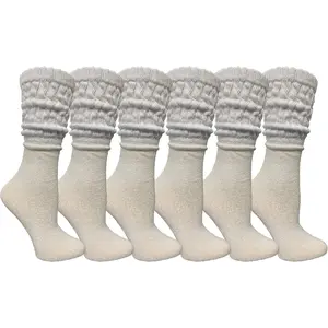 Yacht & Smith 6 Pairs Women'S Scrunched Slouch Socks, Cotton Boot Socks Bulk Pack for Everyday Comfort & Style, Size 9-11 YACHT & SMITH