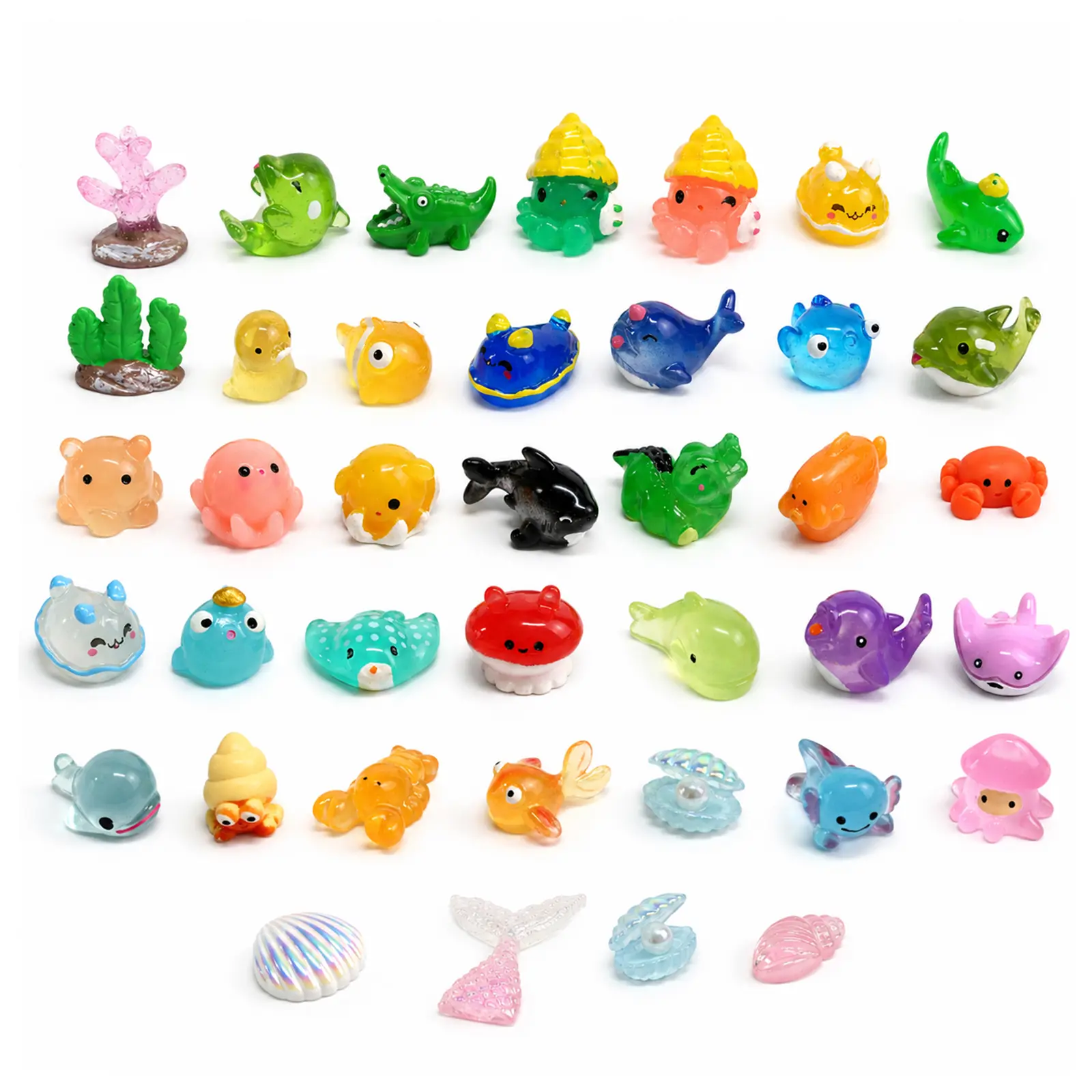55Pcs Mini Resin Sea Animal Figurines - Tiny Ocean Creature Statues for Aquarium Decor, DIY Crafts, Beach-Themed Party & Home Decor Accessories