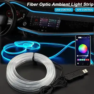 Ambient LED Light Strip for Car - Upgrade Ride Atmosphere for Commutes & Weekend Getaways, 3m USB Fiber Optic with Smartphone Customization