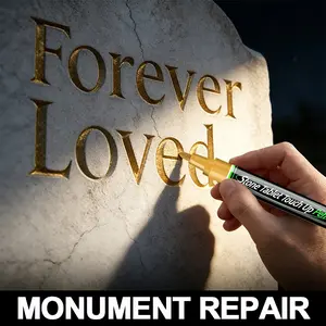 1pc Golden Tombstone Marker | Restores Faded Text on Tombstones and Granite Surfaces, Weather-resistant, Quick-drying Oil-based Fine Tip, Specially Suitable for Cemetery Maintenance and Inscription Repair Design