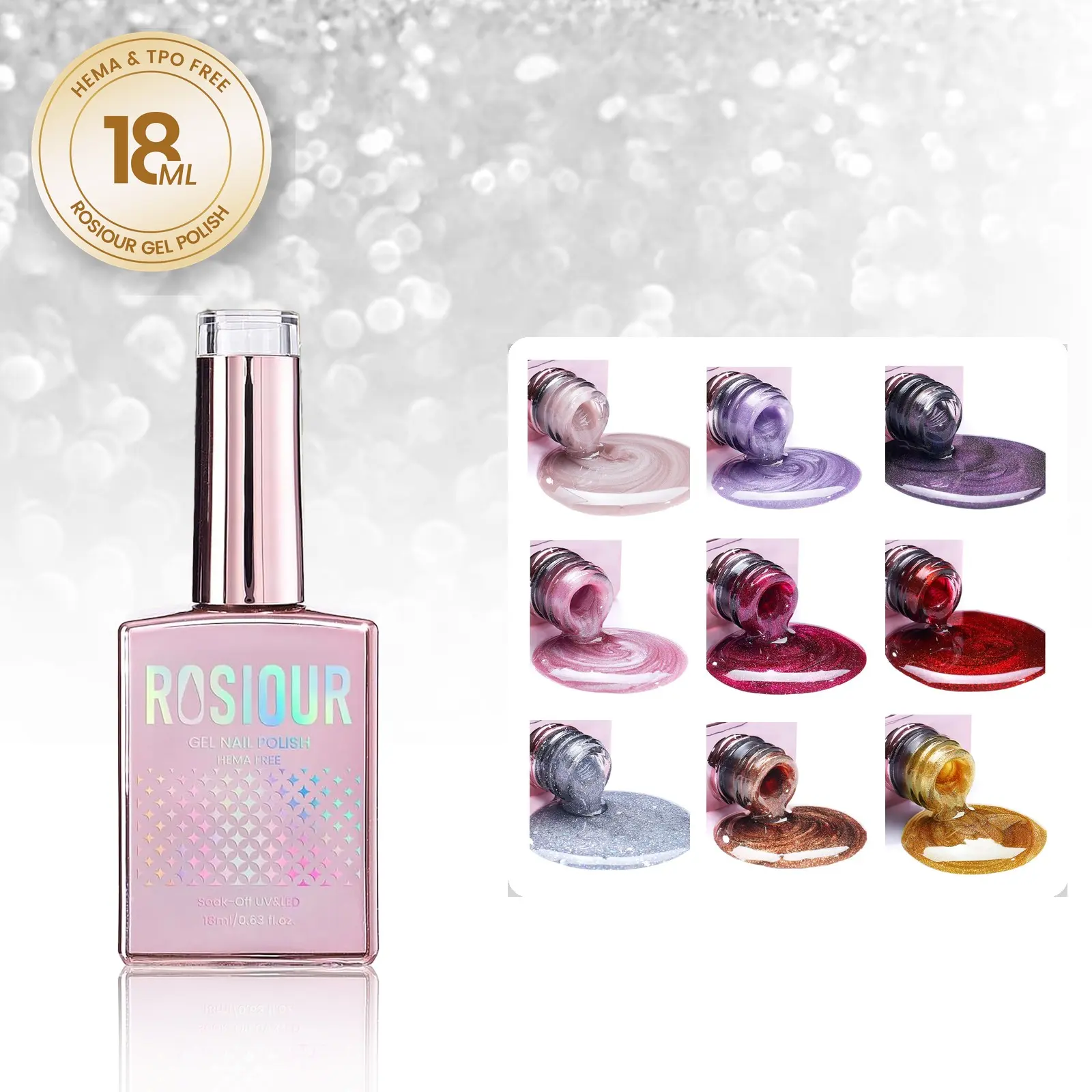 ROSIOUR 18ml Cat Eye Gel Polish | Includes Magnet | HEMA-Free, TPO-Free | Glossy Finish | Ideal for Gel Manicures, Nail Techs & Beginners