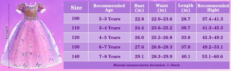 Valentines Day Gift 10pcs Rapunzel Dress-Up Set for Girls - Light-Up Princess Costume with LED Wig, Wand, Crown & Halloween Gifts for Toddlers