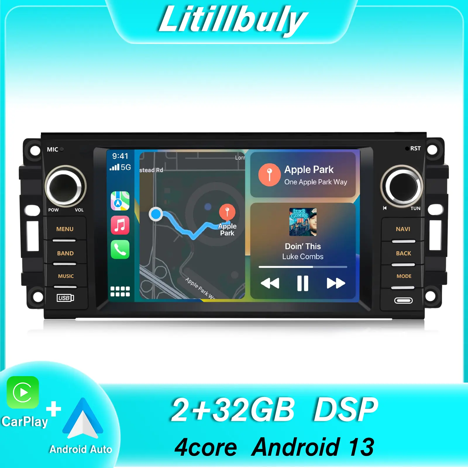7" Android 13 Car Stereo for Jeep Wrangler JK/Dodge/Chrysler touch screen has Android Auto Wireless Carplay, Bluetooth WIFI supports GPS Navigation