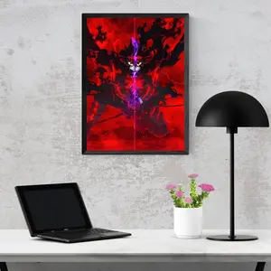 Asta Devil Union Black Clover Poster, Dark Magic Anime Wall Art, Powerful Red Energy Print, Manga Room Decor, Anime Fan Gift
