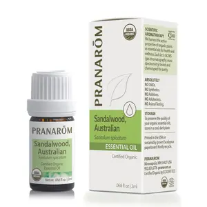 Pranarom USDA Certified Organic Australian Sandalwood Essential Oil (5ml), 100% Pure Natural Therapeutic Grade for Home Diffusing, Aromatherapy, Skincare, Candle Making, DIY Perfumes