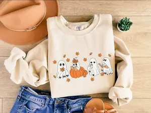 Fall Ghost Sweatshirt, Floral Ghost Shirt, Halloween Ghost Sweatshirt, Flower Halloween Shirt, Sweatshirt, Fall Sweater