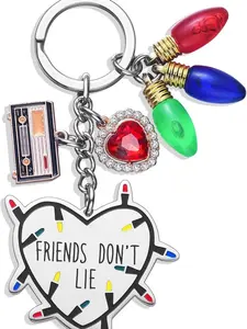 Friends Don’t Lie Keychain – Friendship Gift Keychain for Best Friends, Stranger Inspired Party Favor, Cute Movie Theme Keyring for Girls, Birthday Gift & Party Supplies