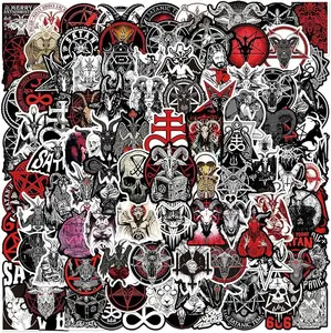 100 Pcs Satanic Sticker Decals Satan Devil Demon Baphomet Pentagram Stickers for Scrapbook,Laptops Water Bottles Halloween Party Supplies Helmets Bumper (Satan-100)