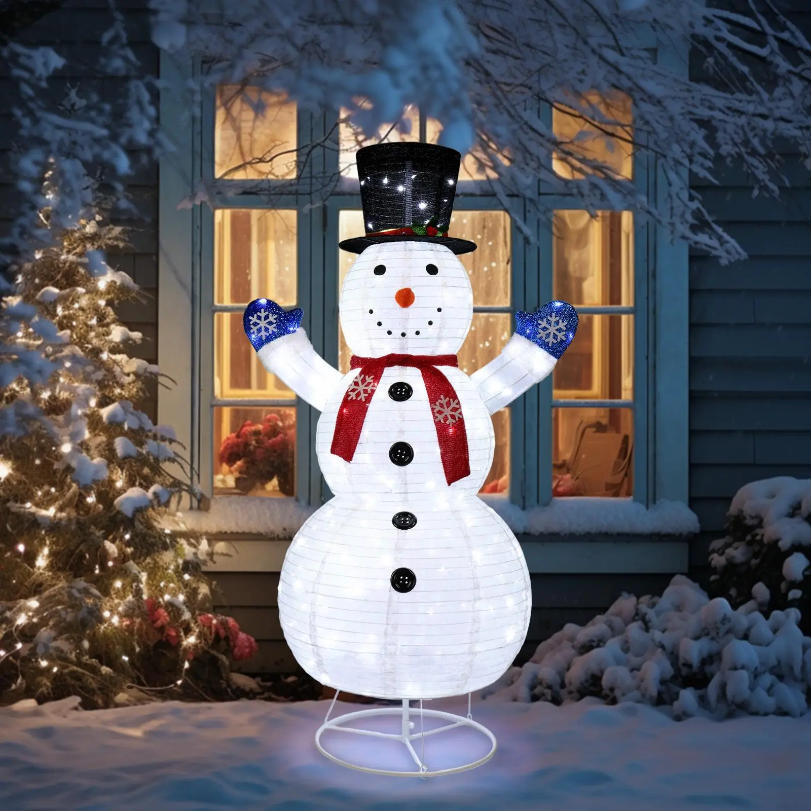 6ft Snowman Decoration with 200 Warm-White LED Lights & Light Stand Perfect for Outdoor Holiday and Indoor Light Displays