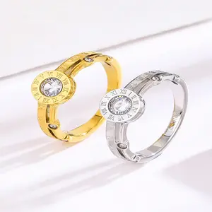 1pcs steel gemstone And With And Style European End Fashionable And Roman Style Simple High With band Niche Delicate Crossed Sweet & style metal American Numeral Ins Personality Cre