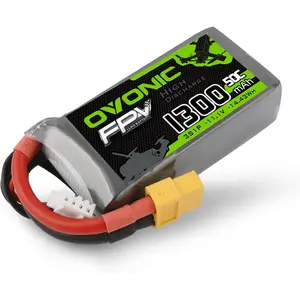 #FatherDayGift OVONIC 3S Lipo Battery 50C 1300mAh 11.1V Lipo Battery with XT60 Connector for RC FPV Racing Drone Quadcopter