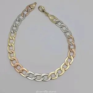 bracelet three colors gold plated fashion style 8 inches  with stone's