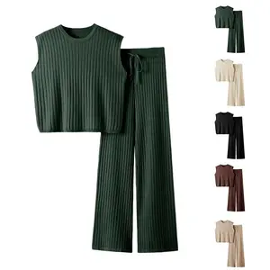 Women’s two-piece casual set | 2025 summer “cleaning girl” set | Sleeveless knit top, breathable sweater shorts, casual wear and matching set GARMENTARY